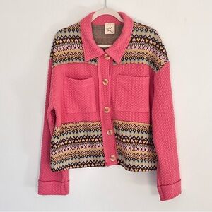 Artistic Works by Lu Women's Jacket Shacket W/ Pockets Pink Size Large D38